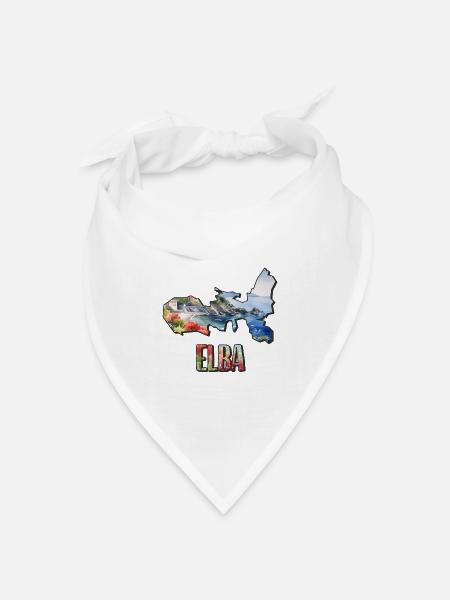 Aquarell Landkarte Elba - Bandana Dreieckstuch - Weiß