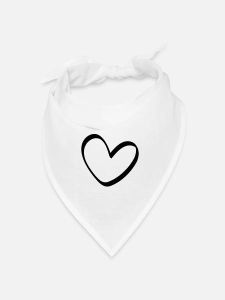 Das ungleiche Herz Outline - Bandana Dreieckstuch - Weiß