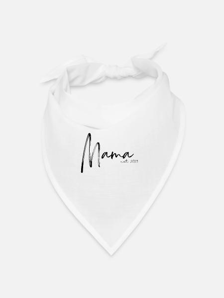 Mama est. 2025 / Frischgebackene Mutter /Schwanger - Bandana Dreieckstuch - Weiß