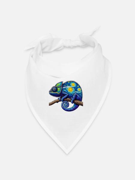 Chamäleon - Bandana Dreieckstuch - Weiß