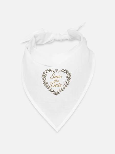 Save the Date Herz mit Diamant – Hochzeit 2025 - Bandana Dreieckstuch - Weiß