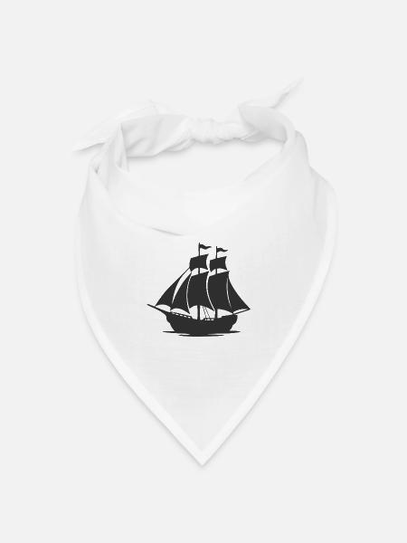 Mysteriöse Silhouette eines Segelschiffs - Bandana Dreieckstuch - Weiß