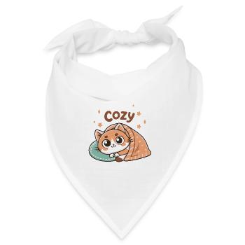 Gemütliche Katze unter der Decke - Bandana Dreieckstuch - Weiß - Vorne