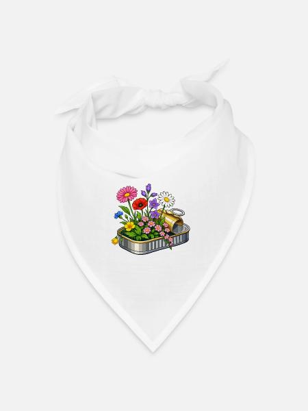 Bunte Blumen in geöffneter Dose Illustration  - Bandana Dreieckstuch - Weiß