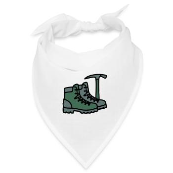Wanderschuhe Eispickel Bergsteiger Alpen Wanderer - Bandana Dreieckstuch - Weiß - Vorne