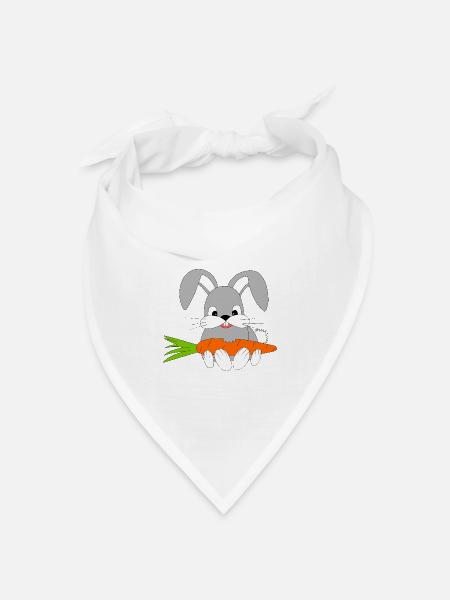 Fröhlicher Hase mit der Möhre - Bandana Dreieckstuch - Weiß