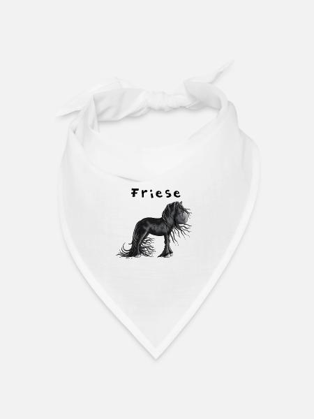 Niedliches Friesenpferd - Bandana Dreieckstuch - Weiß