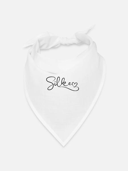 Silke Kalligrafie Name Vorname mit Herz - Bandana Dreieckstuch - Weiß