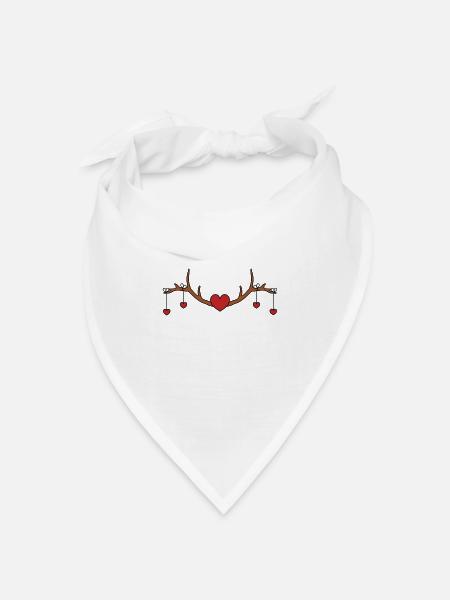 Geweih Dekoration Trachten Herzen - Bandana Dreieckstuch - Weiß