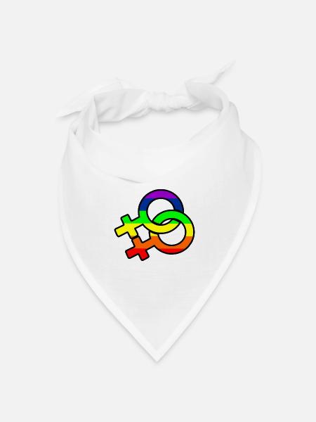 Gender-Lesben-Logo mit Regenbogen - Bandana Dreieckstuch - Weiß