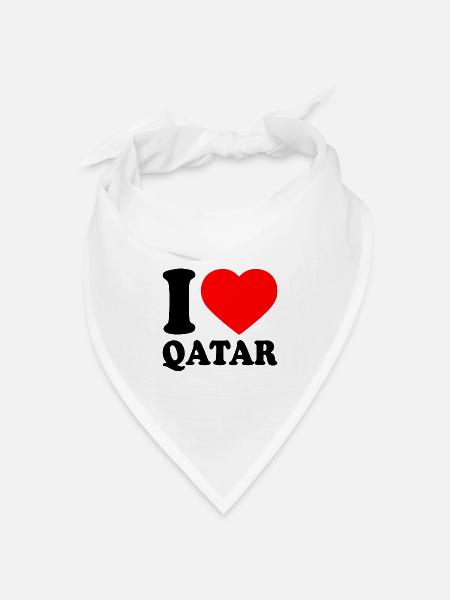 I love qatar - Bandana Dreieckstuch - Weiß