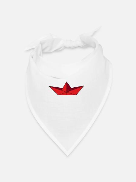 Papierschiff rot - Bandana Dreieckstuch - Weiß