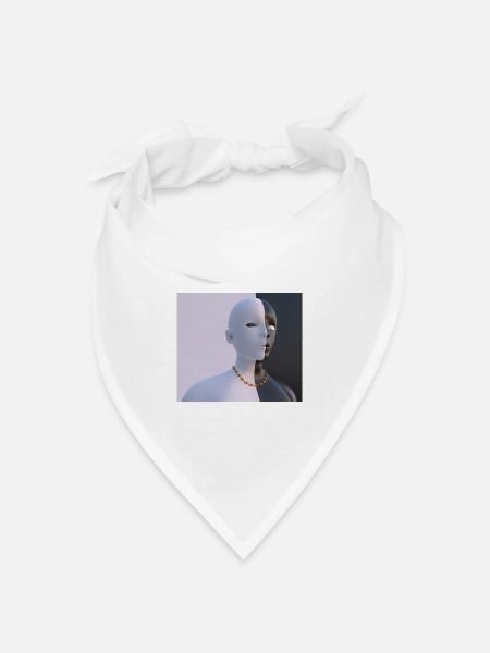 Zwei Gesichter - Bandana Dreieckstuch - Weiß