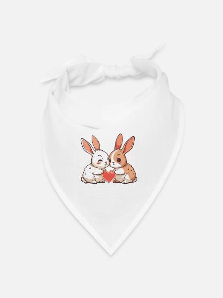Hase Paar Liebe Ostern Verliebt - Bandana Dreieckstuch - Weiß