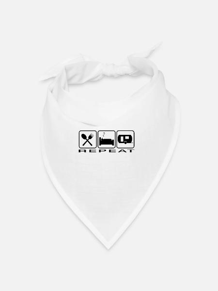 eat sleep camp repeat - Bandana Dreieckstuch - Weiß