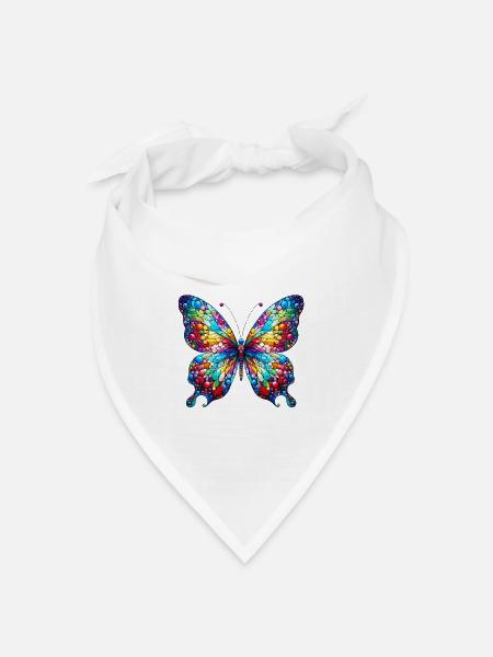 Schmetterling - Bandana Dreieckstuch - Weiß