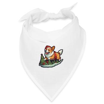 Weihnachten Happy Corgi im Kiefernwald - Bandana Dreieckstuch - Weiß - Vorne