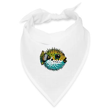 Kugelfisch - Bandana Dreieckstuch - Weiß - Vorne
