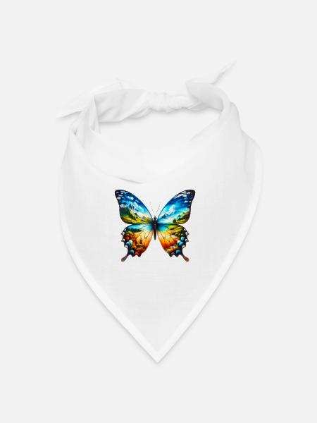 Schmetterling - Bandana Dreieckstuch - Weiß