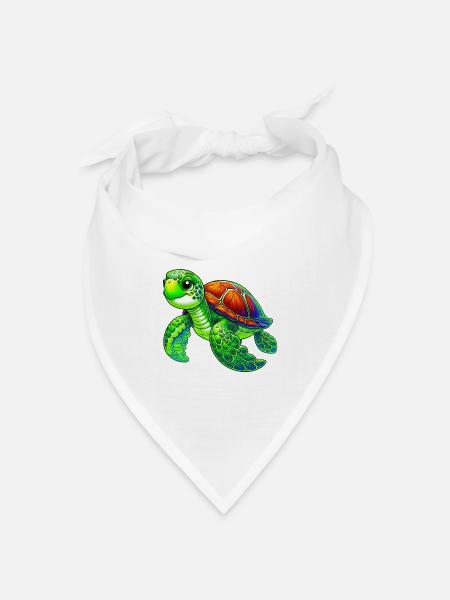 Schildkröte - Bandana Dreieckstuch - Weiß