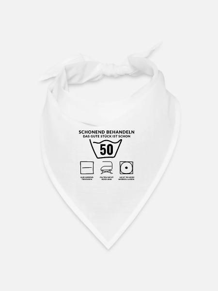 50. Geburtstag Waschsymbol lustig - Bandana Dreieckstuch - Weiß