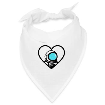 Astronaut Heart Space Cosmo Helm - Bandana Dreieckstuch - Weiß - Vorne