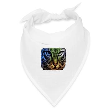Regenbogenkatze Blick - Bandana Dreieckstuch - Weiß - Vorne