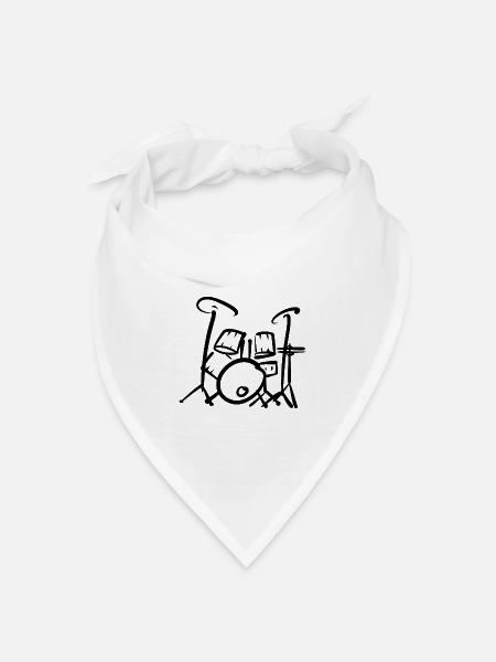 Schlagzeug Silhouette Shirt - Bandana Dreieckstuch - Weiß