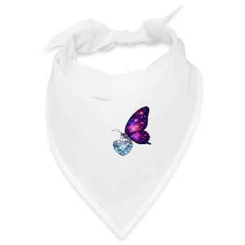 Soul of Earth – Blue Butterfly Heart - Bandana Dreieckstuch - Weiß - Vorne