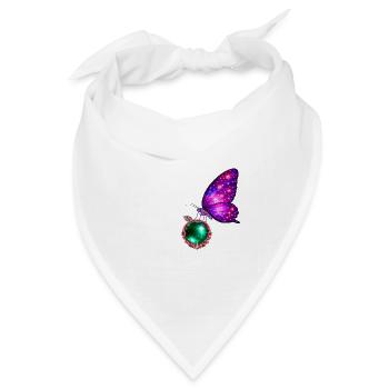 Emerald Rebirth – Kosmischer Schmetterling - Bandana Dreieckstuch - Weiß - Vorne