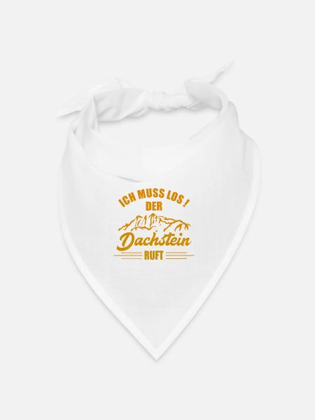Ich muss los der Dachstein ruft Goldgelb - Bandana Dreieckstuch - Weiß