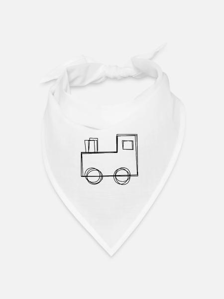 Lokomotive handgezeichnet - Bandana Dreieckstuch - Weiß