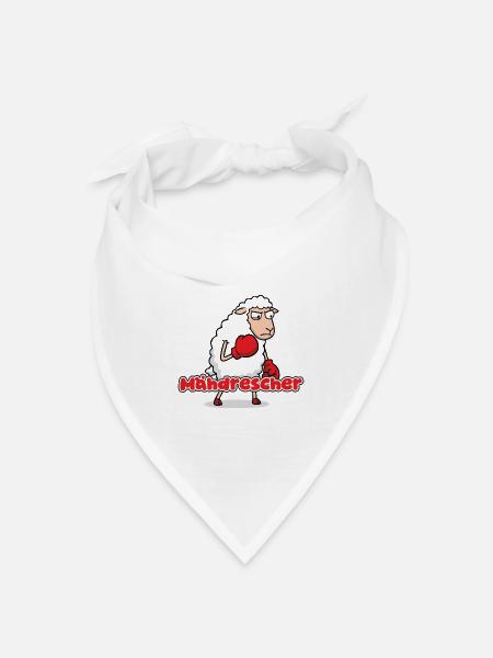 Boxendes Schaf mit Mähdrescher-Punch - Bandana Dreieckstuch - Weiß