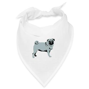 Mops - Bandana Dreieckstuch - Weiß - Vorne