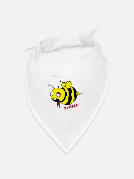 Zombee / Halloween Zombie Horror Biene - Bandana Dreieckstuch - Weiß