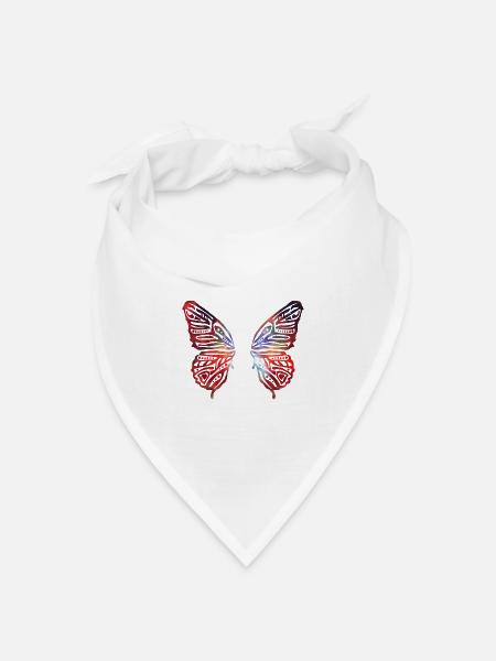 bunte Schmetterlingsflügel - Bandana Dreieckstuch - Weiß
