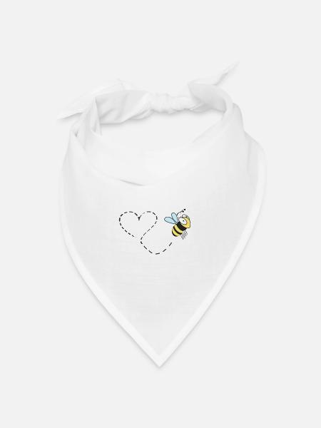 Biene Herz - Bandana Dreieckstuch - Weiß