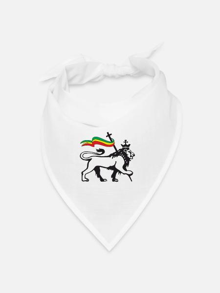 Lion of Judah Reggae Rasta Roots Jamaika Shirt - Bandana Dreieckstuch - Weiß