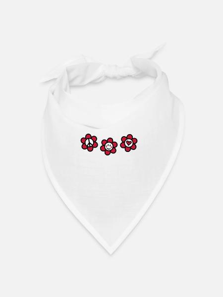 Peace Love Happy Frieden Sommer Festival - Bandana Dreieckstuch - Weiß
