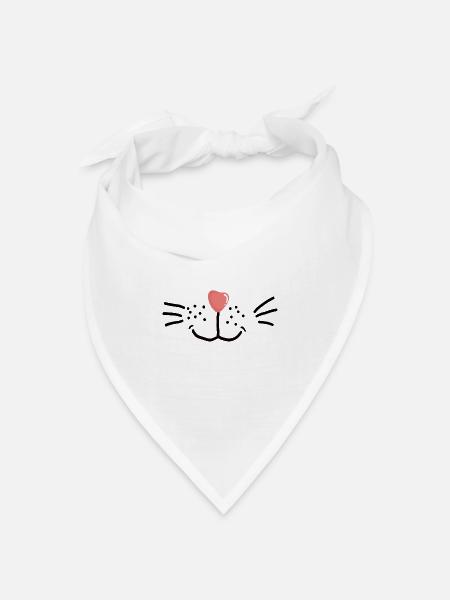 Gesichtsmaske Katze Maske Atemmaske Mundschutz - Bandana Dreieckstuch - Weiß