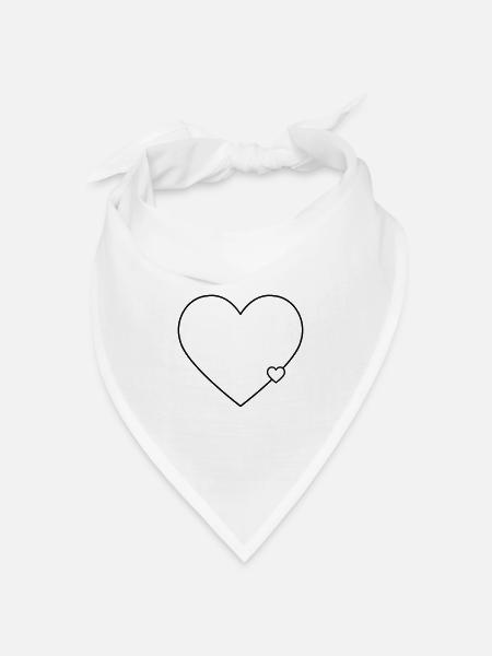 2 Herzen großes und kleines Herz - Bandana Dreieckstuch - Weiß