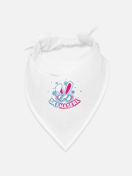 Skihäschen Skihase Skihasen Skihaserl Skifahrerin - Bandana Dreieckstuch - Weiß