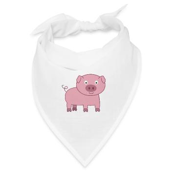 Schweinchen - Bandana Dreieckstuch - Weiß - Vorne