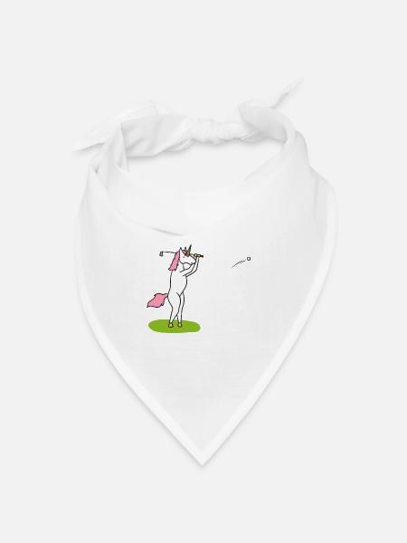 Golfendes Einhorn / Einhorn Golf - Bandana Dreieckstuch - Weiß
