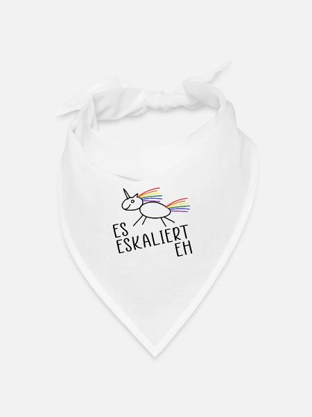 Es eskaliert eh Eskalation Party Einhorn Humor - Bandana Dreieckstuch - Weiß