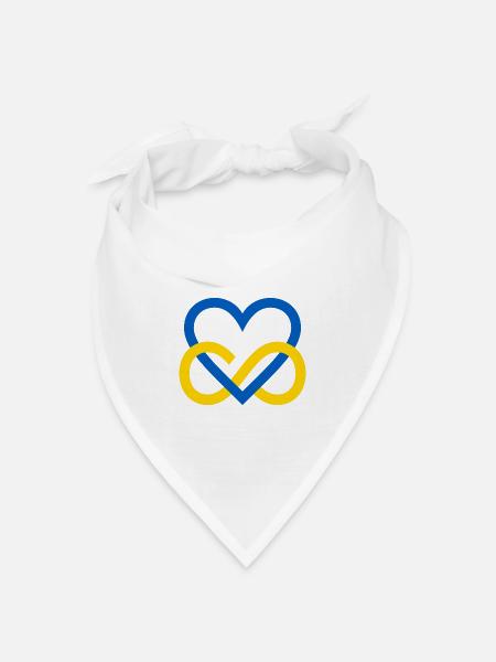 Ukraine Herz blau gelb Blaugelbes Infinity Heart - Bandana Dreieckstuch - Weiß