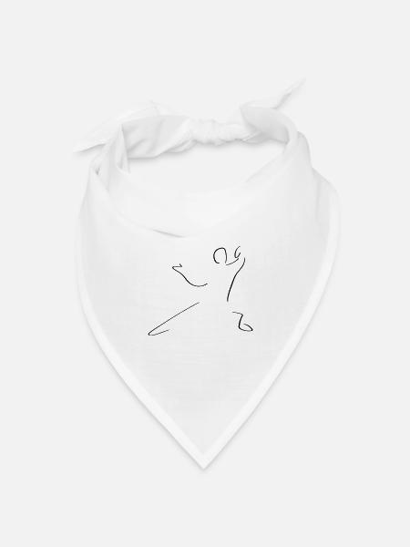 Taiji Line Art – Minimalistisch - Bandana Dreieckstuch - Weiß