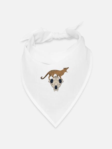 Thylacine Schädel - Tasmanischer Tiger Wolf Schädel - Bandana Dreieckstuch - Weiß