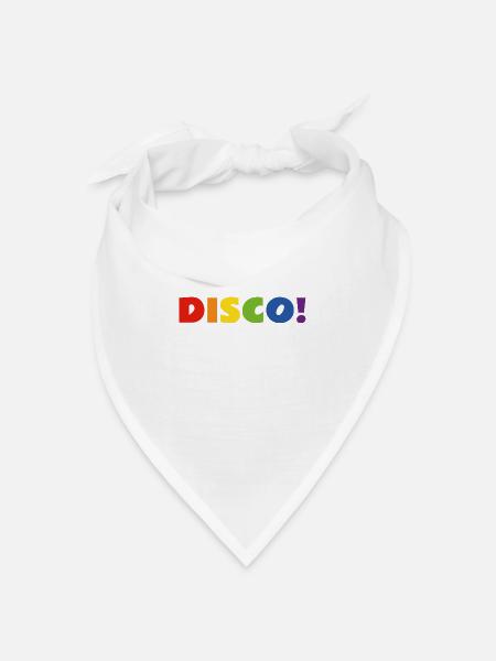 DISCO Regenbogen Text - Bandana Dreieckstuch - Weiß