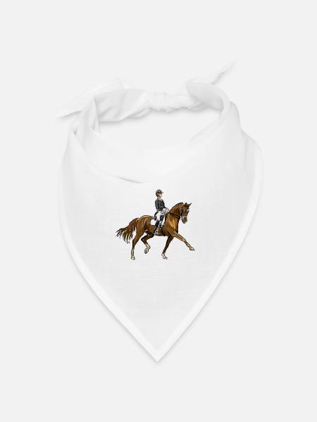 Pferd und Reiter - Bandana Dreieckstuch - Weiß